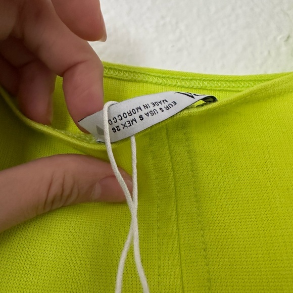 Zara Bodycon lime Green Midi Dress w/ Slit - Picture 3 of 4